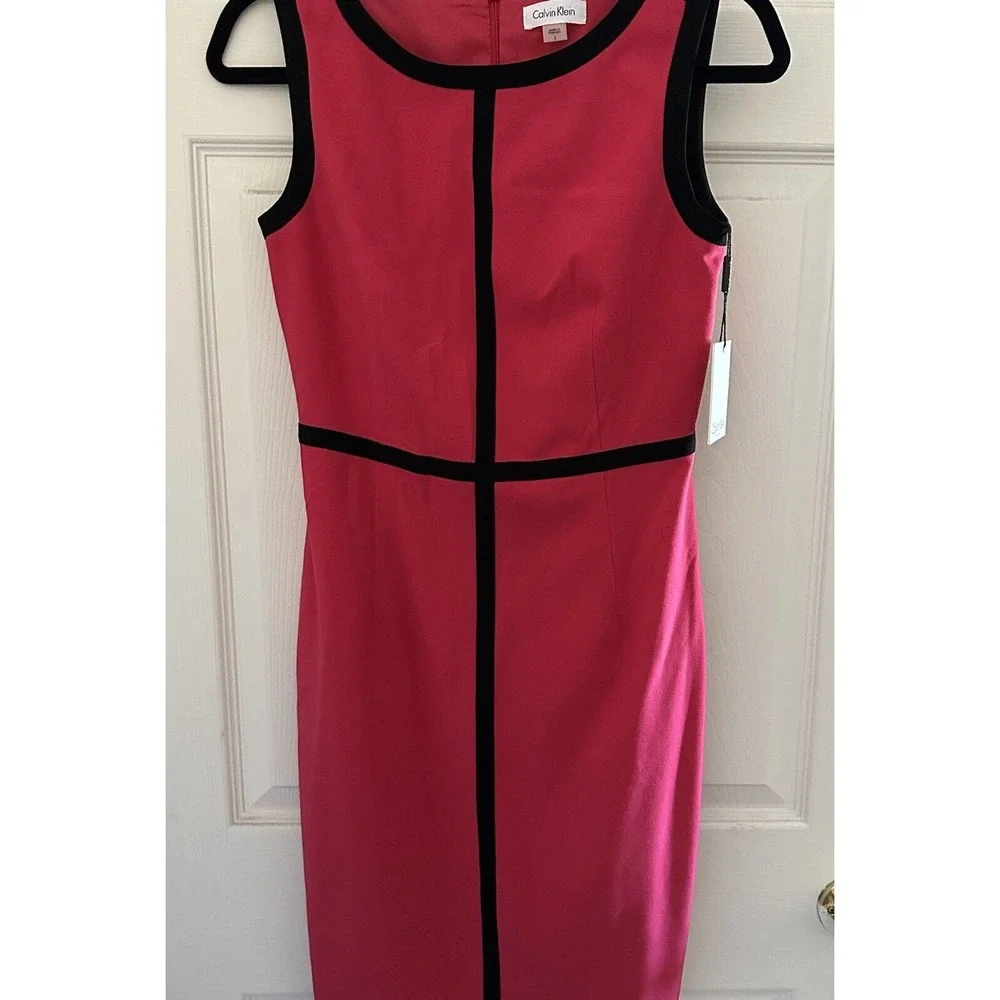 Calvin Klein Sleeveless Sheath Dress Pink Size 2 - Picture 2 of 6